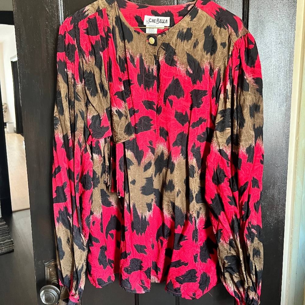 Vintage Che Bella Silk Button Down Blouse